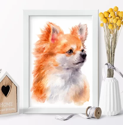 Quadro decorativo Cachorro Chihuahua aquarela sku: 1063g12