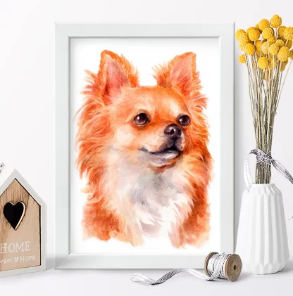 Quadro decorativo Cachorro Chihuahua aquarela sku: 1063g13