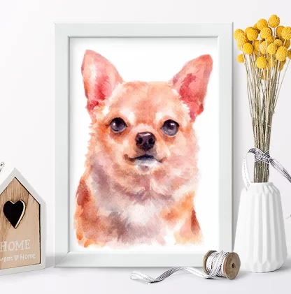 Quadro decorativo Cachorro Chihuahua aquarela sku: 1063g2