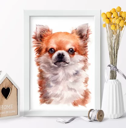 Quadro decorativo Cachorro Chihuahua aquarela sku: 1063g4