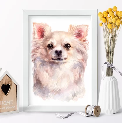 Quadro decorativo Cachorro Chihuahua aquarela sku: 1063g6