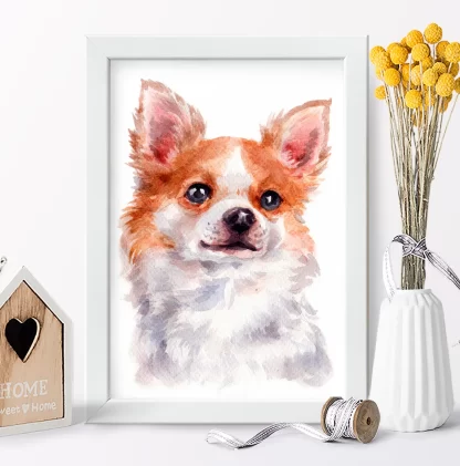Quadro decorativo Cachorro Chihuahua aquarela sku: 1063g9