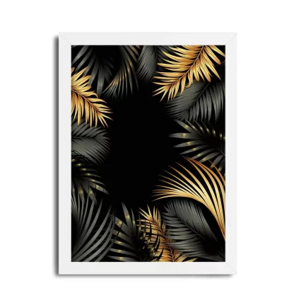 Quadro decorativo Folhagens preto e dourado sku: 12p3