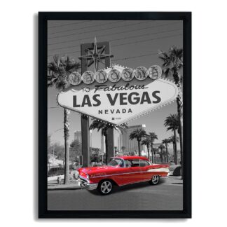 Quadro Decorativo Chevy Bel Air 57 em Las Vegas - Moldura Preta