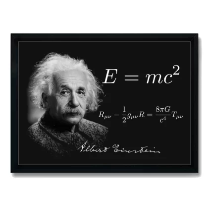 Quadro Decorativo Einstein emc2 Moldura Preta