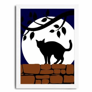 Quadro decorativo Gato Preto e a Lua