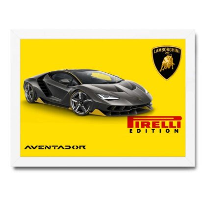 Quadro decorativo Lamborghini Aventador Special Pirelli Edition - Branca