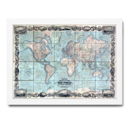 Quadro decorativo Mapa Mundi Antigo SKU QMP101 - Branca