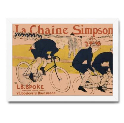 Quadro decorativo Toulouse-Lautrec - La Chaine Simpson - Corrida de Bikes Moldura branca