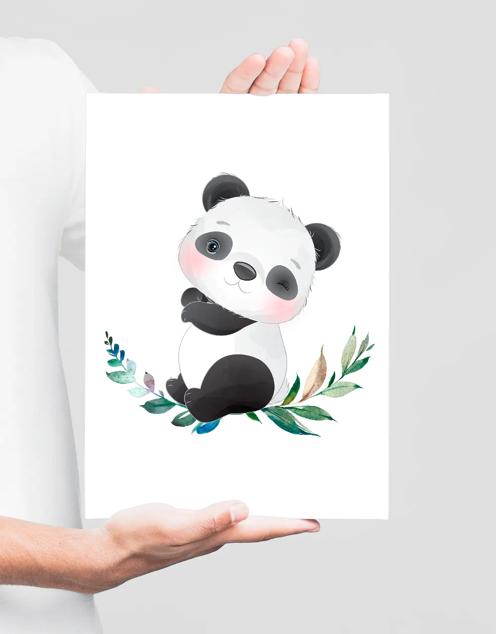 Quadro Panda Bebe Desenho Infantil Decorativo A3 35x45cm em