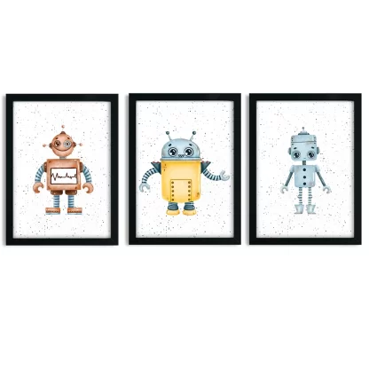 Kit 3 Quadros Decorativos Infantil Robôs SKU: 5149g