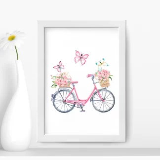 Quadro decorativo Bicicleta Flores e Borboletas SKU: 92aq