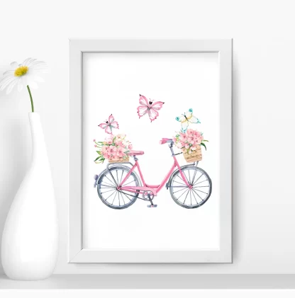 Quadro decorativo Bicicleta Flores e Borboletas SKU: 92aq