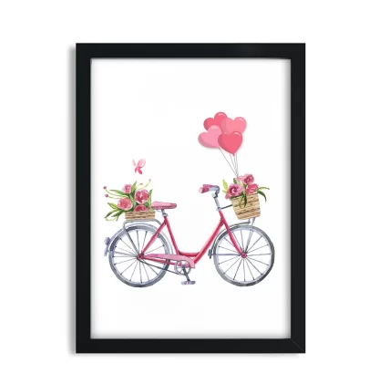 Quadro decorativo Bicicleta Aquarela Flores SKU: 97aq