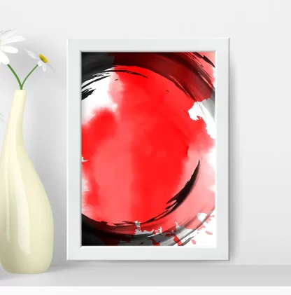 Quadro Decorativo Abstrato Preto e Vermelho SKU 114g4