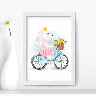 Quadro Decorativo Infantil Coelhinha em Bicicleta SKU: 5090g