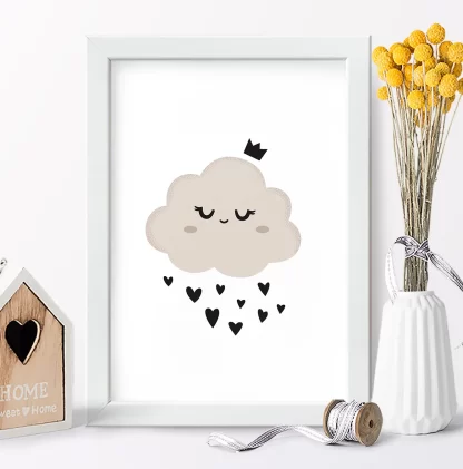 Quadro Decorativo Infantil Nuvem com corações SKU: 1141g5