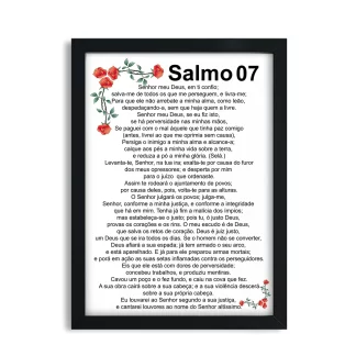 Quadro Decorativo Salmo 07 da Bíblia com Flores SKU 147g3