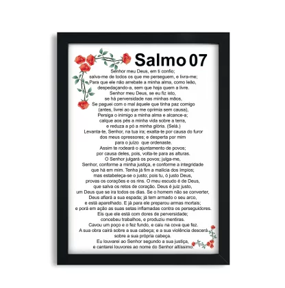 Quadro Decorativo Salmo 07 da Bíblia com Flores SKU 147g3