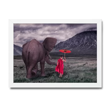Quadro Decorativo Paisagem Monge e Elefante - SKU: 225g