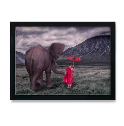 Quadro Decorativo Paisagem Monge e Elefante - SKU: 225g