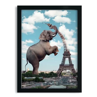 Quadro Decorativo Elefante Torre Eiffel Paris - SKU: 227g