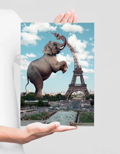 Quadro Decorativo Elefante Torre Eiffel Paris - SKU: 227g