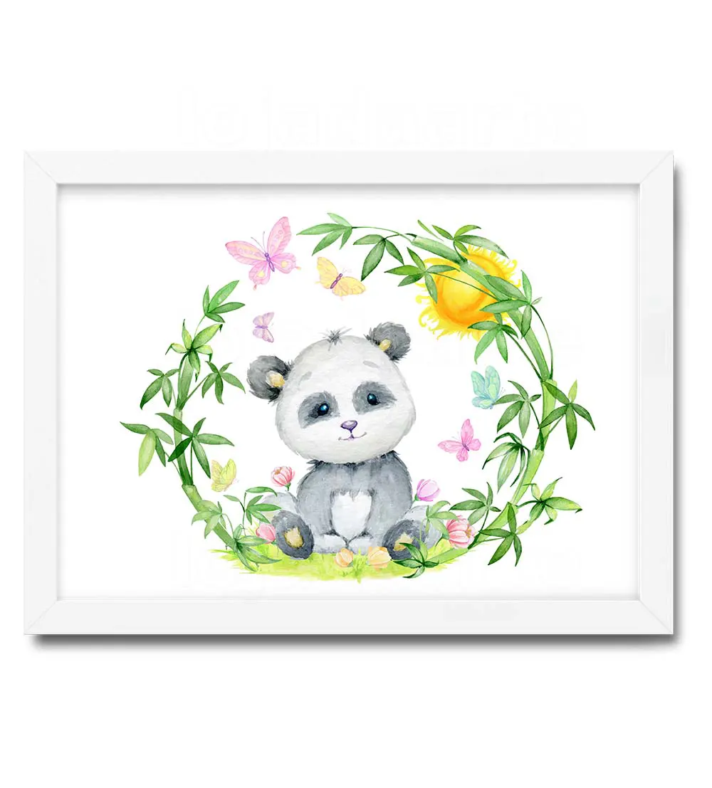 Quadro Decorativo Infantil Ursinho Panda Desenho Aquarela, Modelo  Exclusivo