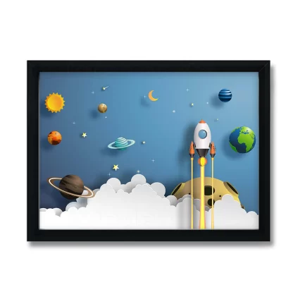 Quadro Decorativo Infantil Foguete e Planetas SKU: 4584