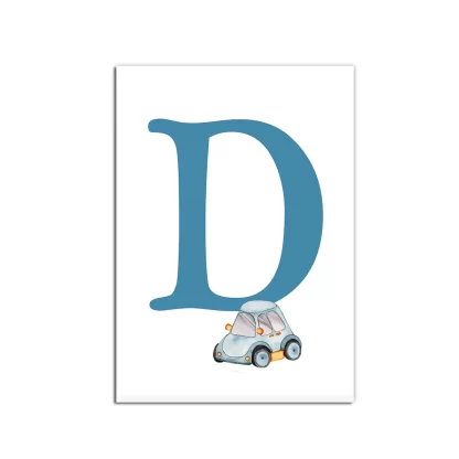 Quadro Decorativo Infantil Letra D com carrinho menino - SKU: 4780g4-2
