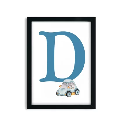 Quadro Decorativo Infantil Letra D com carrinho menino - SKU: 4780g4-2