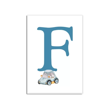 Quadro Decorativo Infantil Letra F com carrinho menino - SKU: 4780g6-2