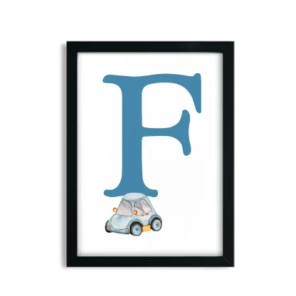 Quadro Decorativo Infantil Letra F com carrinho menino - SKU: 4780g6-2