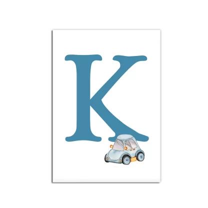 Quadro Decorativo Infantil Letra K com carrinho menino - SKU: 4780g11-2