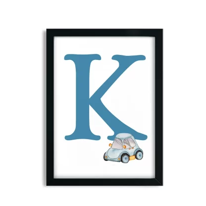 Quadro Decorativo Infantil Letra K com carrinho menino - SKU: 4780g11-2