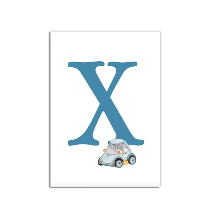 Quadro Decorativo Infantil Letra X com carrinho menino - SKU: 4780g24-2
