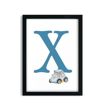 Quadro Decorativo Infantil Letra X com carrinho menino - SKU: 4780g24-2