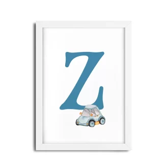 Quadro Decorativo Infantil Letra Z com carrinho menino - SKU: 4780g26-2