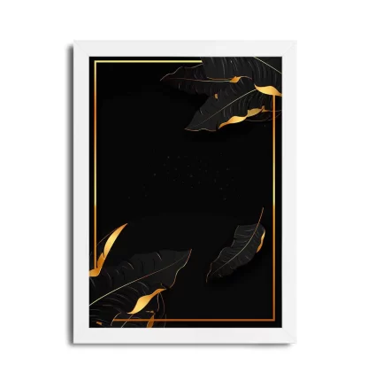 Quadro decorativo Folhagens preto e dourado sku: 14p1