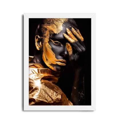 Quadro Decorativo Mulher Maquiagem Preto e Dourado SKU: 16p3