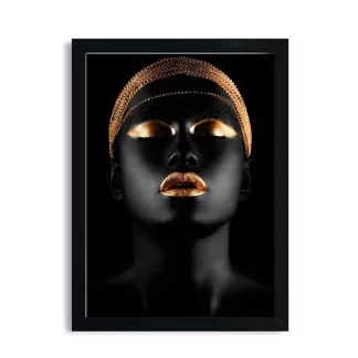 Quadro Decorativo Mulher Maquiagem Preto e Dourado SKU: 17p1