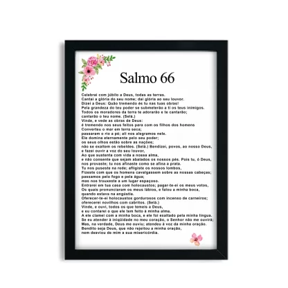Quadro Decorativo Salmo 66 da Bíblia com Flores SKU 147g6