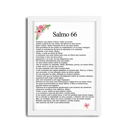 Quadro Decorativo Salmo 66 da Bíblia com Flores SKU 147g6