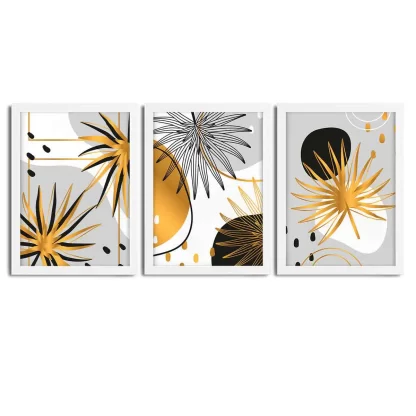 Kit 3 Quadros Decorativos Botanica Abstratos SKU: 41k