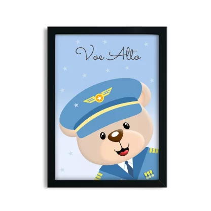 Quadro decorativo infantil ursinho aviador Voe Alto SKU: 6184g6-2