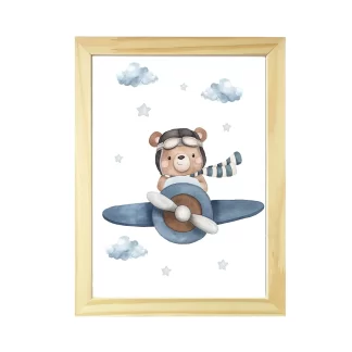 Quadro decorativo infantil ursinho aviador SKU: 6185g2-3