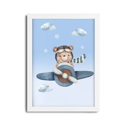Quadro decorativo infantil ursinho aviador SKU: 6185g2