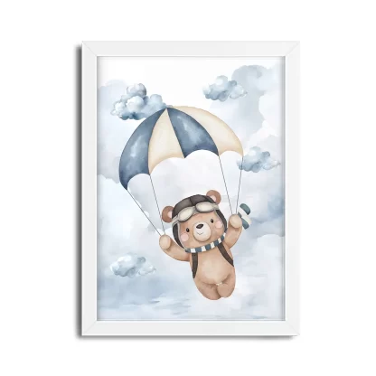 Quadro decorativo infantil ursinho aviador Paraquedista SKU: 6185g3-2