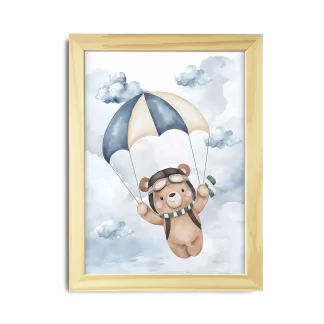 Quadro decorativo infantil ursinho aviador Paraquedista SKU: 6185g3-3