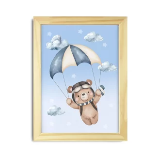 Quadro decorativo infantil ursinho aviador Paraquedista SKU: 6185g3-2